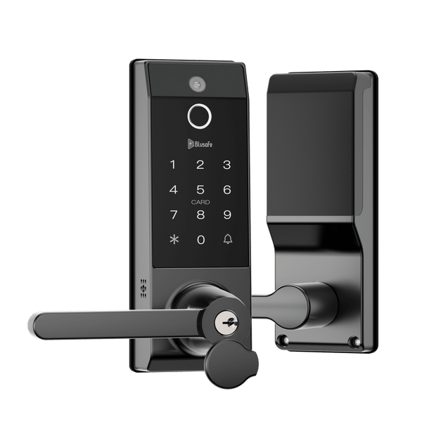 Blusafe Contour V Smart Lock with Doorbell Camera — Black, Red Bronze or Frosted Silver - Black