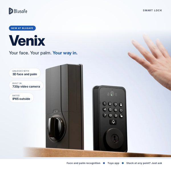Blusafe Venix smart deadbolt, front and rear panels