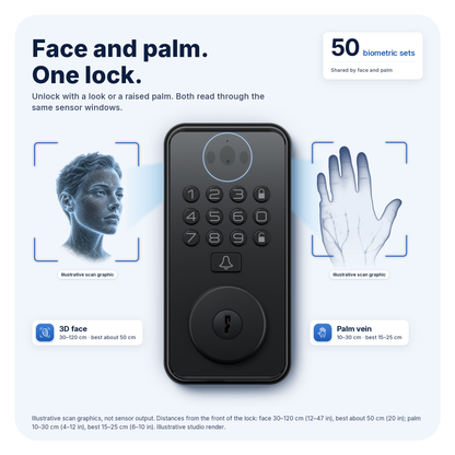 Blusafe Venix Palm Vein & 3D Face Recognition Smart Lock