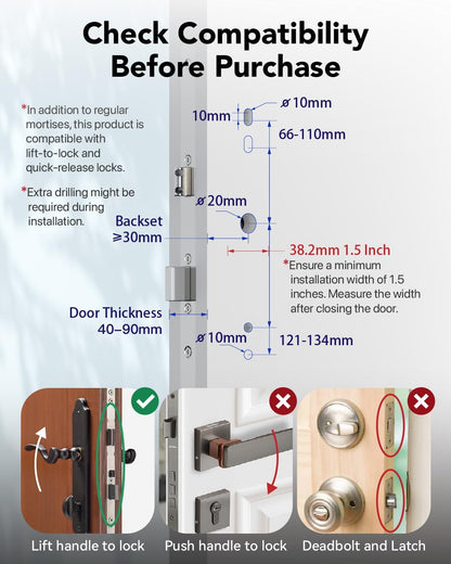 Blusafe Origin Smart Plus Smart Handle — Black, Frosted Silver or Mirror Silver product image