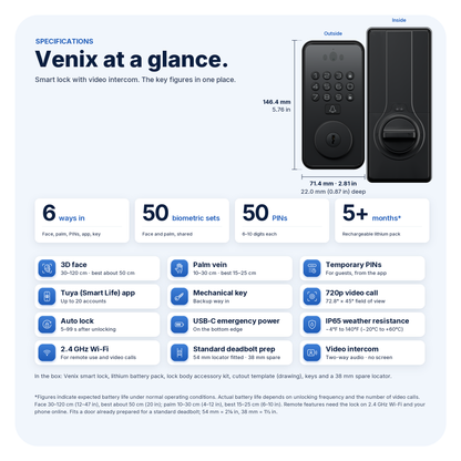 Blusafe Venix Palm Vein & 3D Face Recognition Smart Lock