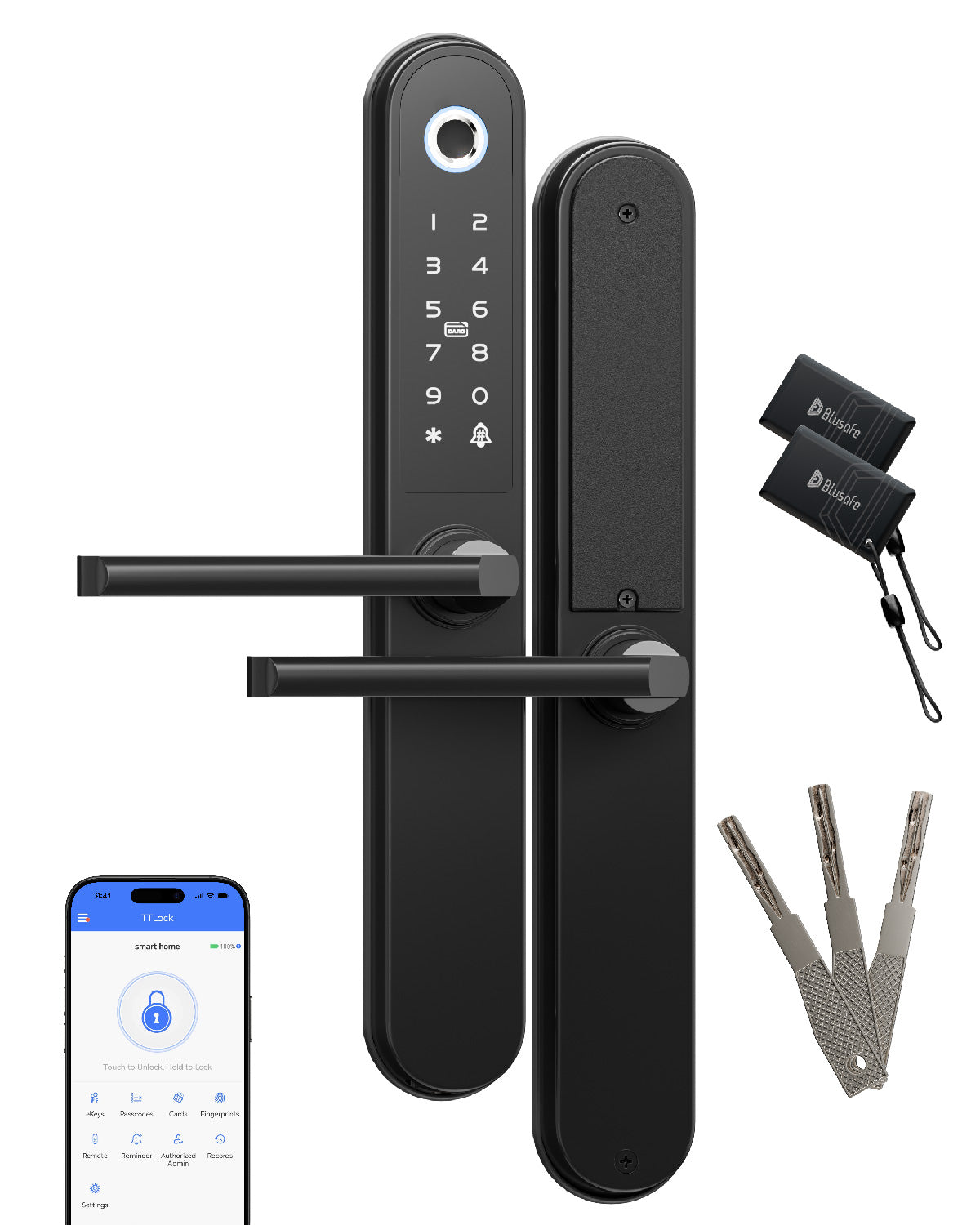 Blusafe Apollo Smart Door Handle — Fingerprint, Keypad, RFID & App product image