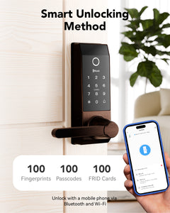 Blusafe Contour Smart Lock for Latch Doors — Black, Red Bronze or Frosted Silver product image