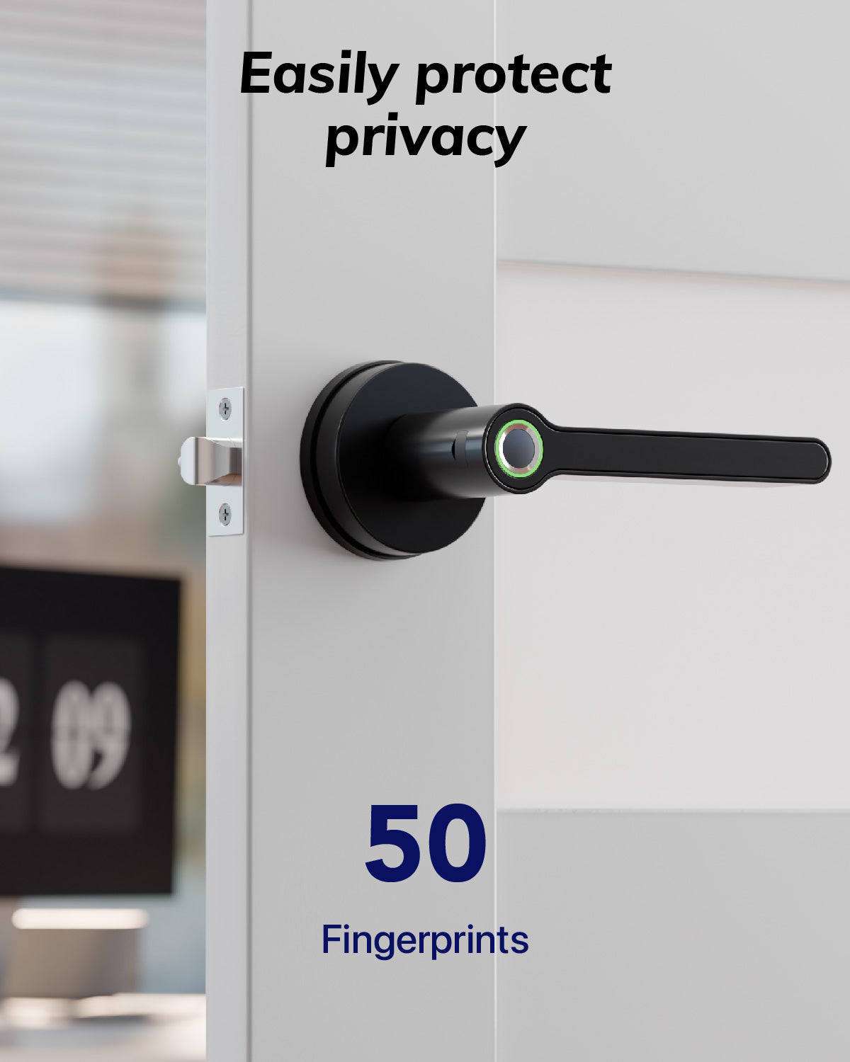 Blusafe Breeze Rose Fingerprint Door Handle — Black, Chrome or Satin Chrome product image