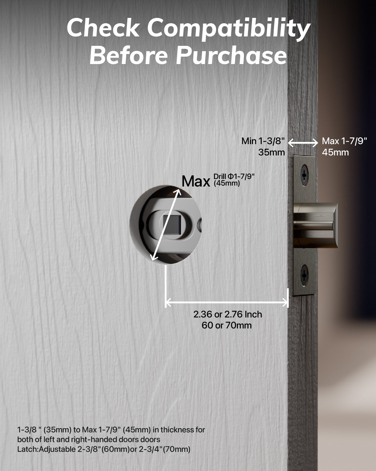 Blusafe Breeze Long Backplate Fingerprint Door Handle — Black product image
