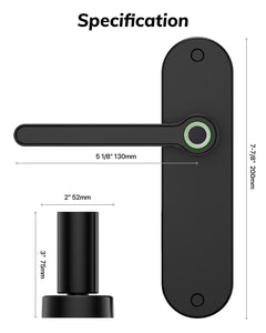 Blusafe Breeze Long Backplate Fingerprint Door Handle — Black product image
