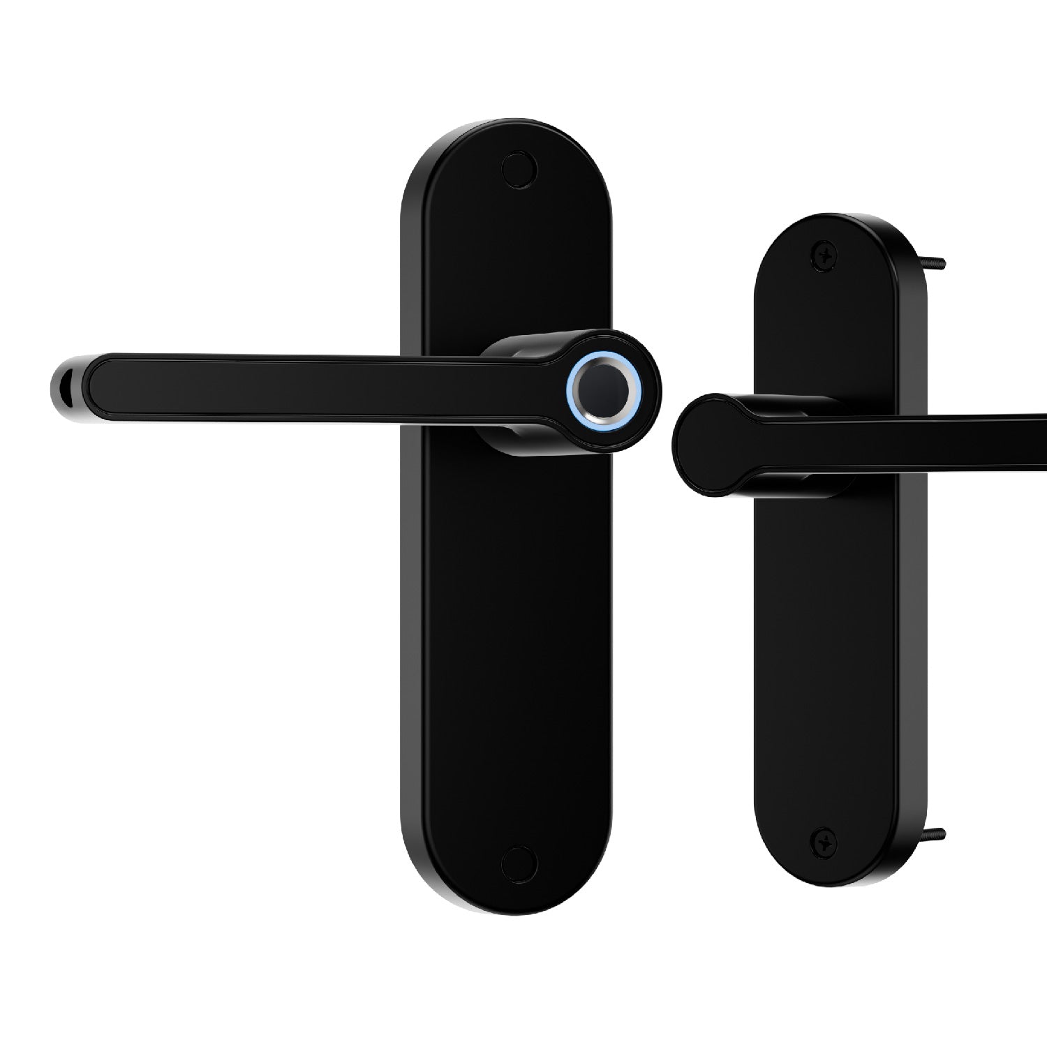 Blusafe Breeze Long Backplate Fingerprint Door Handle — Black - Black