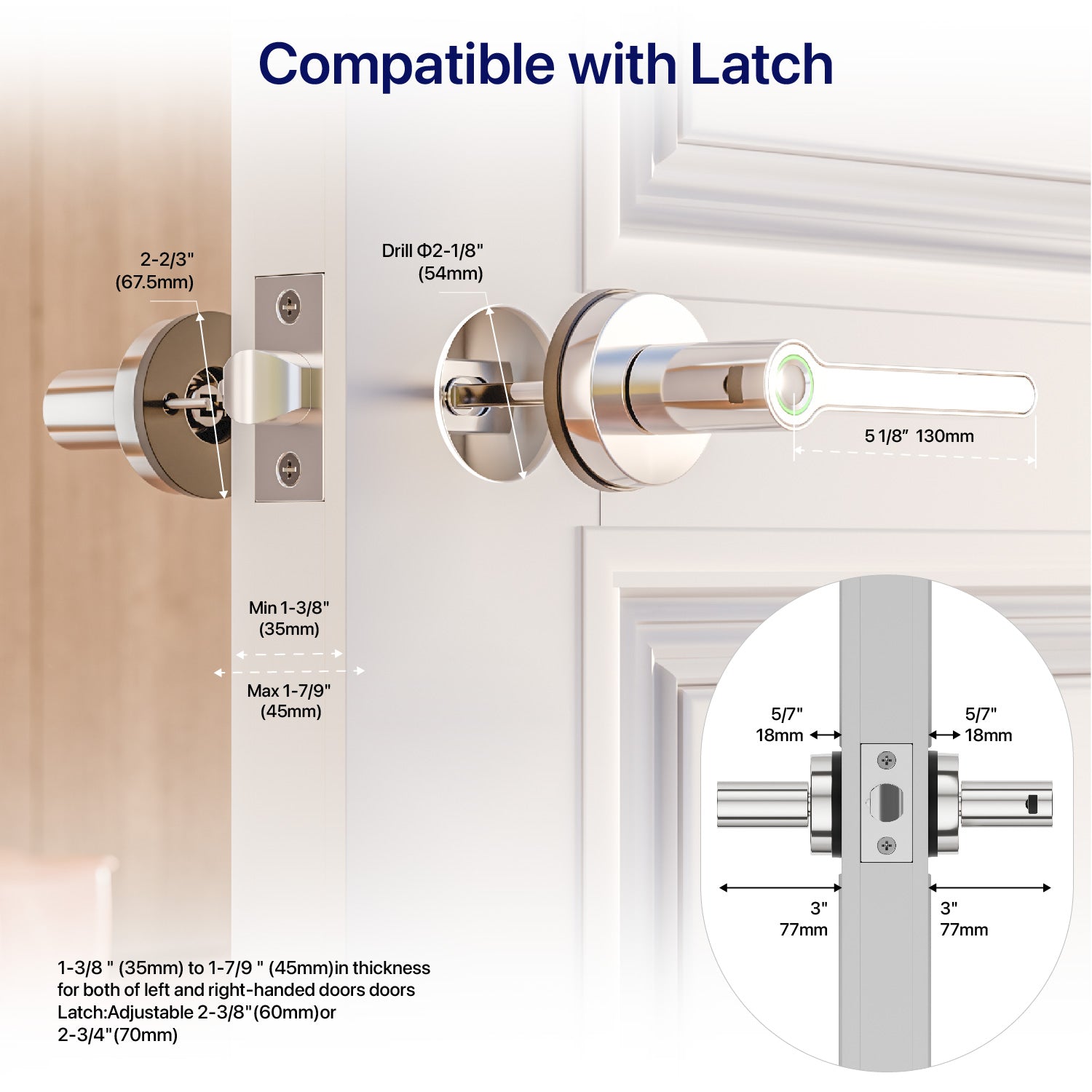 Blusafe Breeze Rose Fingerprint Door Handle — Black, Chrome or Satin Chrome product image