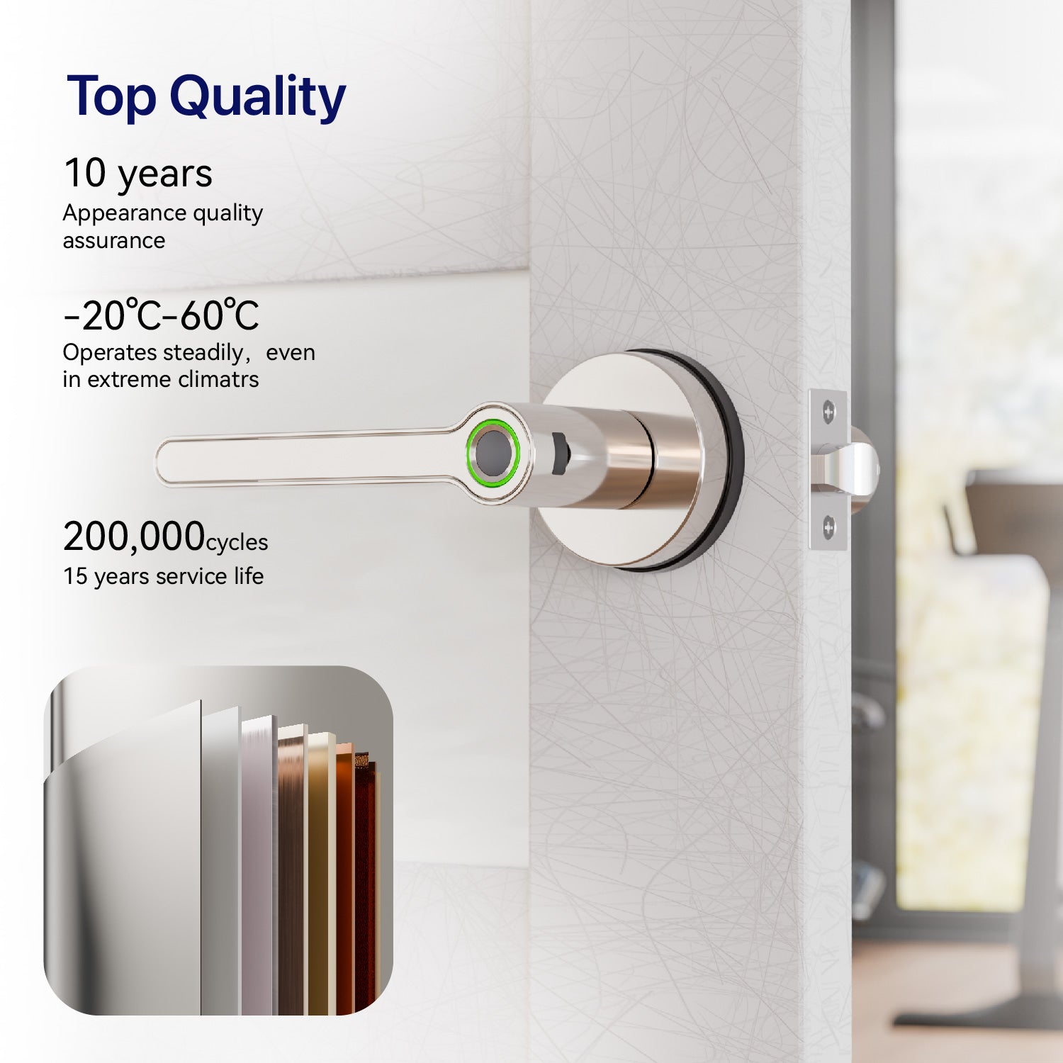 Blusafe Breeze Rose Fingerprint Door Handle — Black, Chrome or Satin Chrome product image
