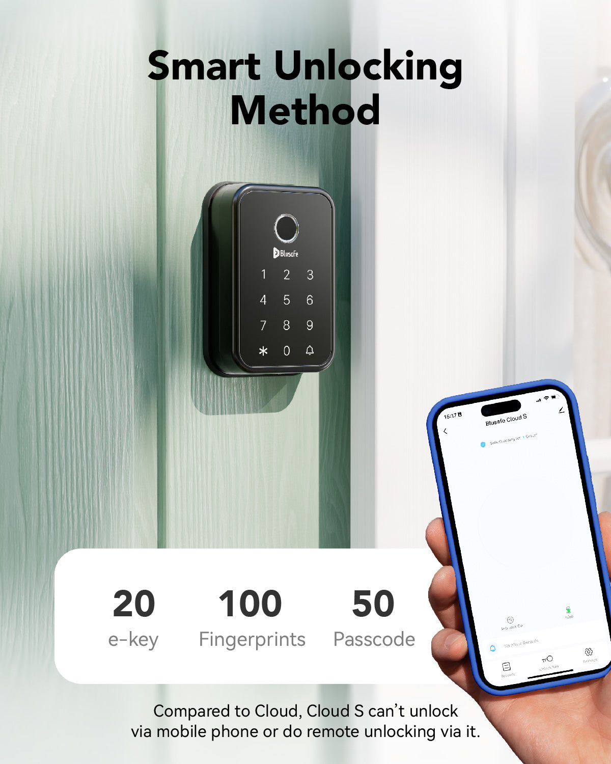 Blusafe Cloud Smart Deadbolt Lock — Black, Red Bronze or Brushed Nickel product image
