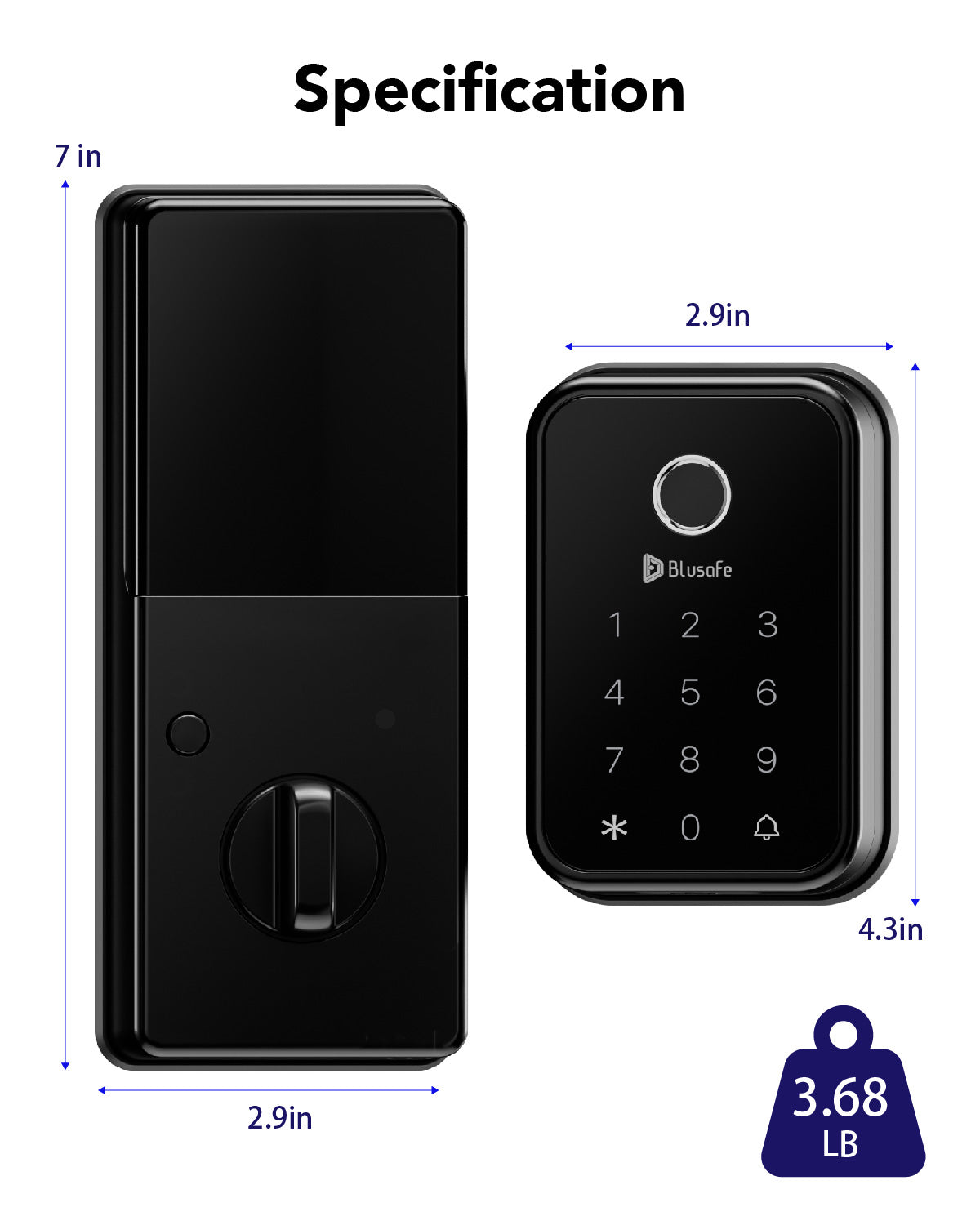 Blusafe Cloud Smart Deadbolt Lock — Black, Red Bronze or Brushed Nickel product image