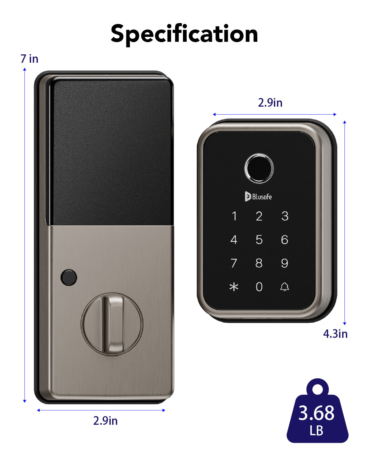 Blusafe Cloud Smart Deadbolt Lock — Black, Red Bronze or Brushed Nickel product image