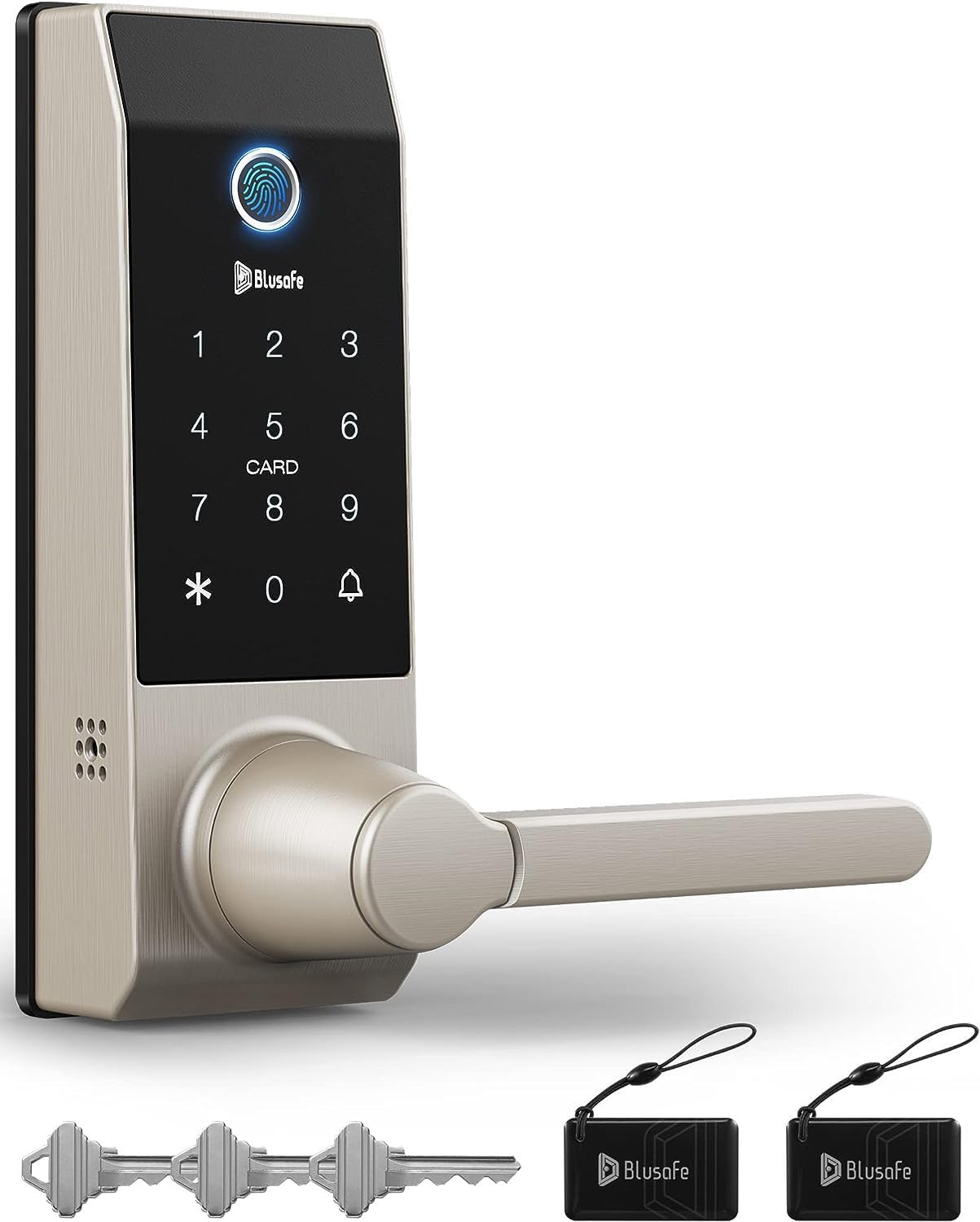 Blusafe Contour Smart Lock for Latch Doors — Black, Red Bronze or Frosted Silver - Frosted Silver