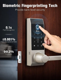 Blusafe Contour Smart Lock for Latch Doors — Black, Red Bronze or Frosted Silver - Black