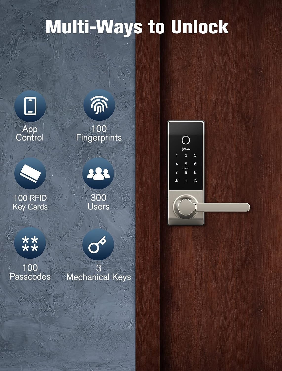 Blusafe Contour Smart Lock for Latch Doors — Black, Red Bronze or Frosted Silver product image