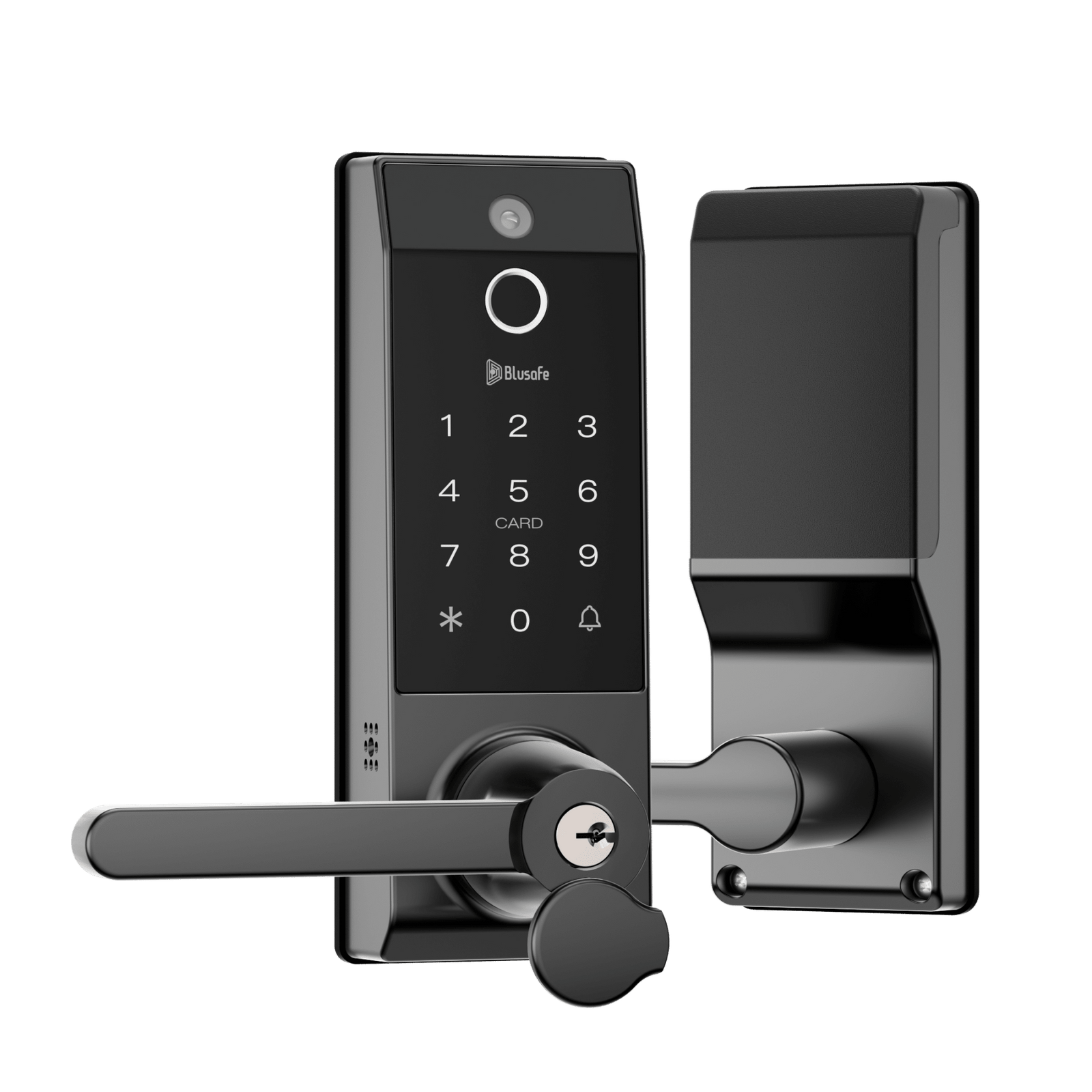 Blusafe Contour V Smart Lock with Doorbell Camera — Black, Red Bronze or Frosted Silver - Black