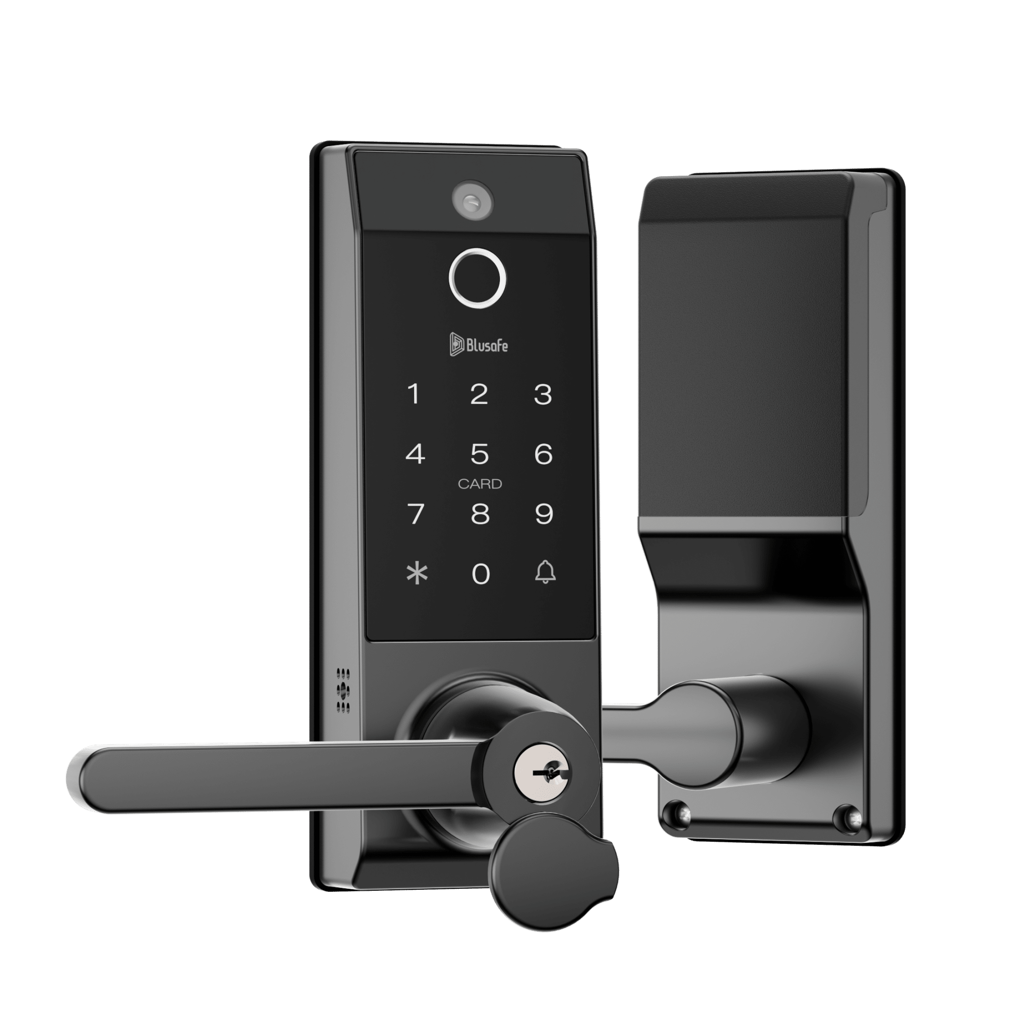 Blusafe Contour V Smart Lock with Doorbell Camera — Black, Red Bronze or Frosted Silver - Black