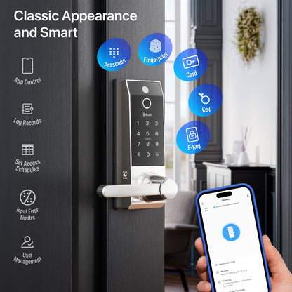 Blusafe Contour V Smart Lock with Doorbell Camera — Black, Red Bronze or Frosted Silver product image