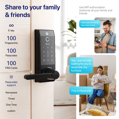 Blusafe Contour V Smart Lock with Doorbell Camera — Black, Red Bronze or Frosted Silver product image