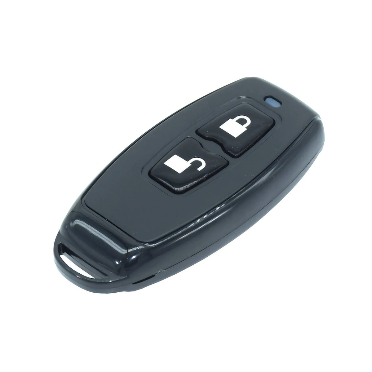 Blusafe R1 wireless remote showing its two buttons and key-ring loop