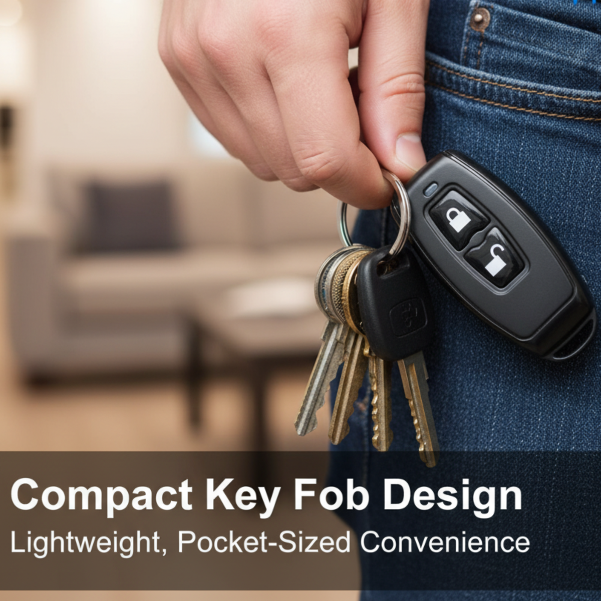 R1 remote carried on a key ring