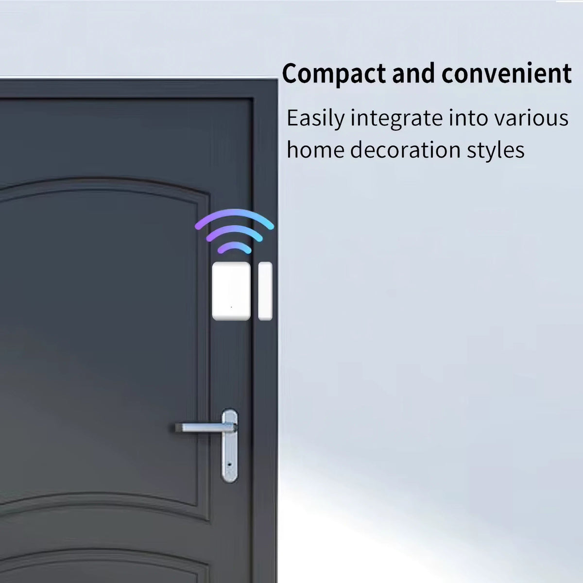 DS2 sensor and magnet shown beside a door frame