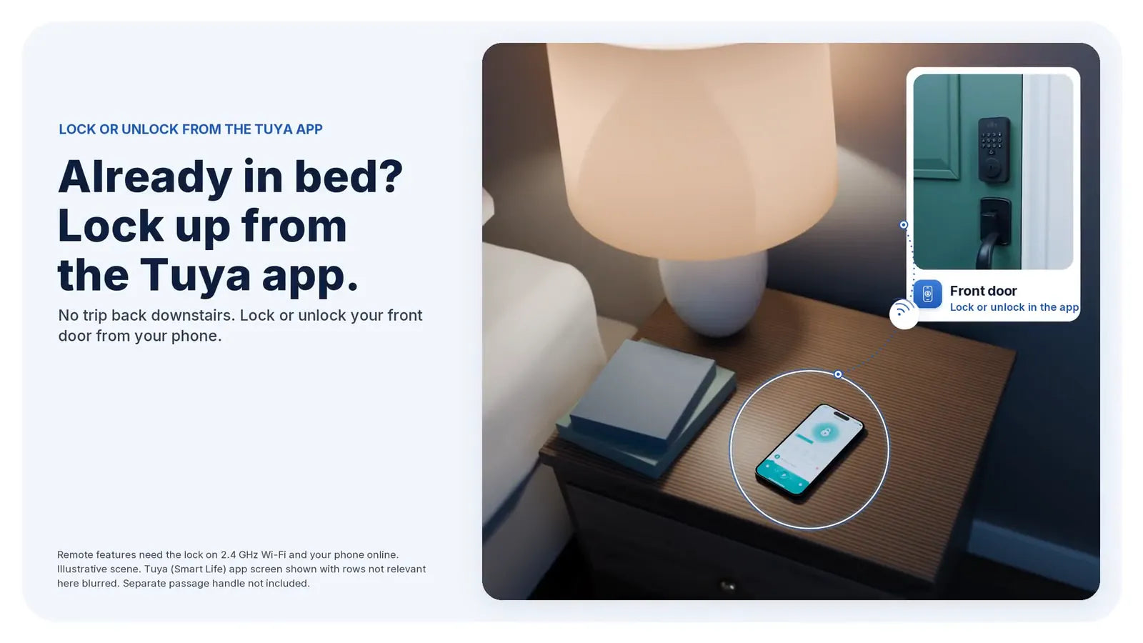 Locking up from bed in the Tuya Smart app