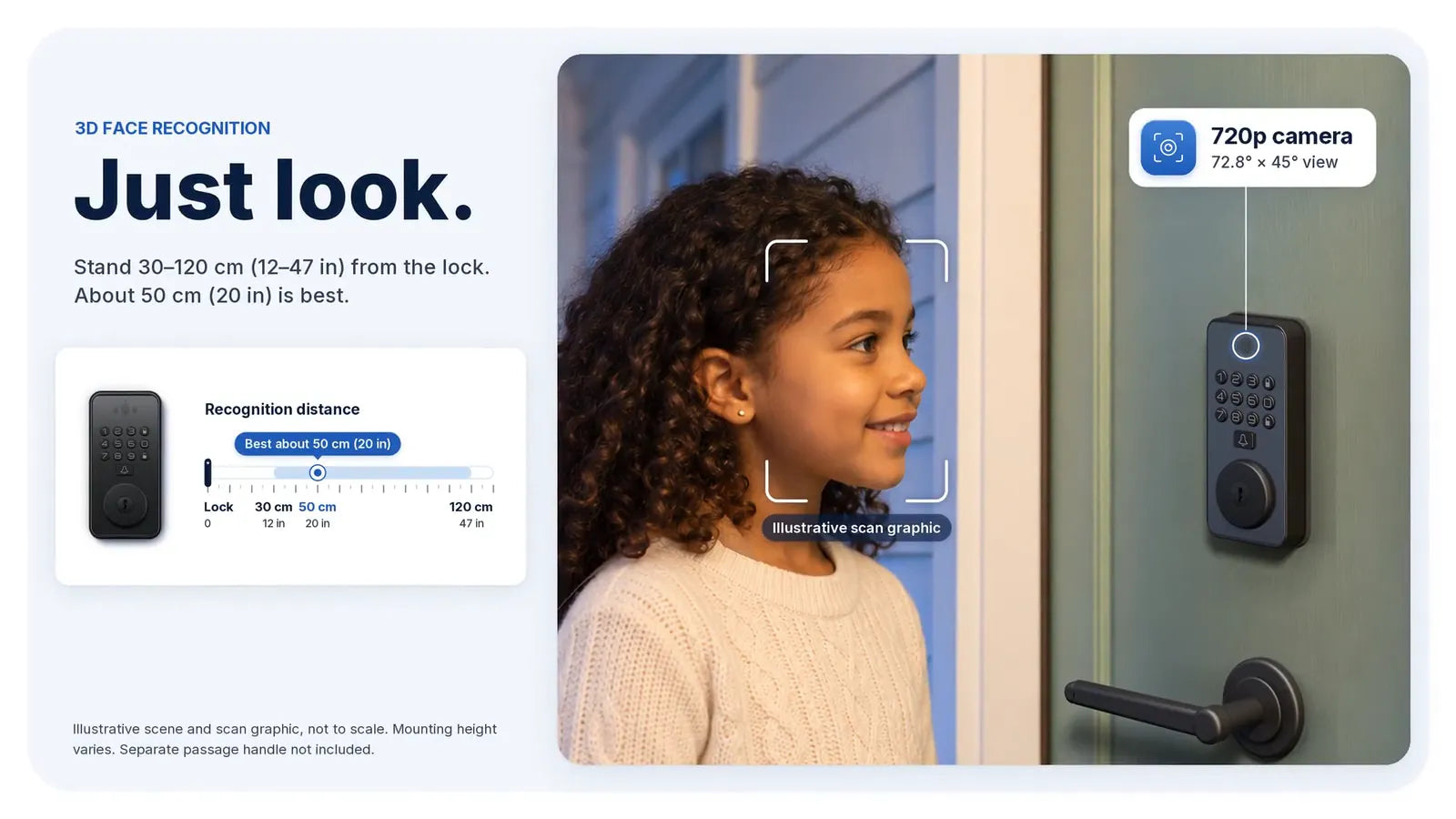 A girl unlocks Venix with 3D face recognition at the front door