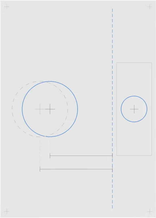 The cutout drawing from the box, for drilling a new door
