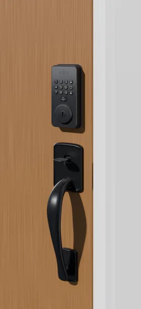 Venix on a wooden front door above its handle