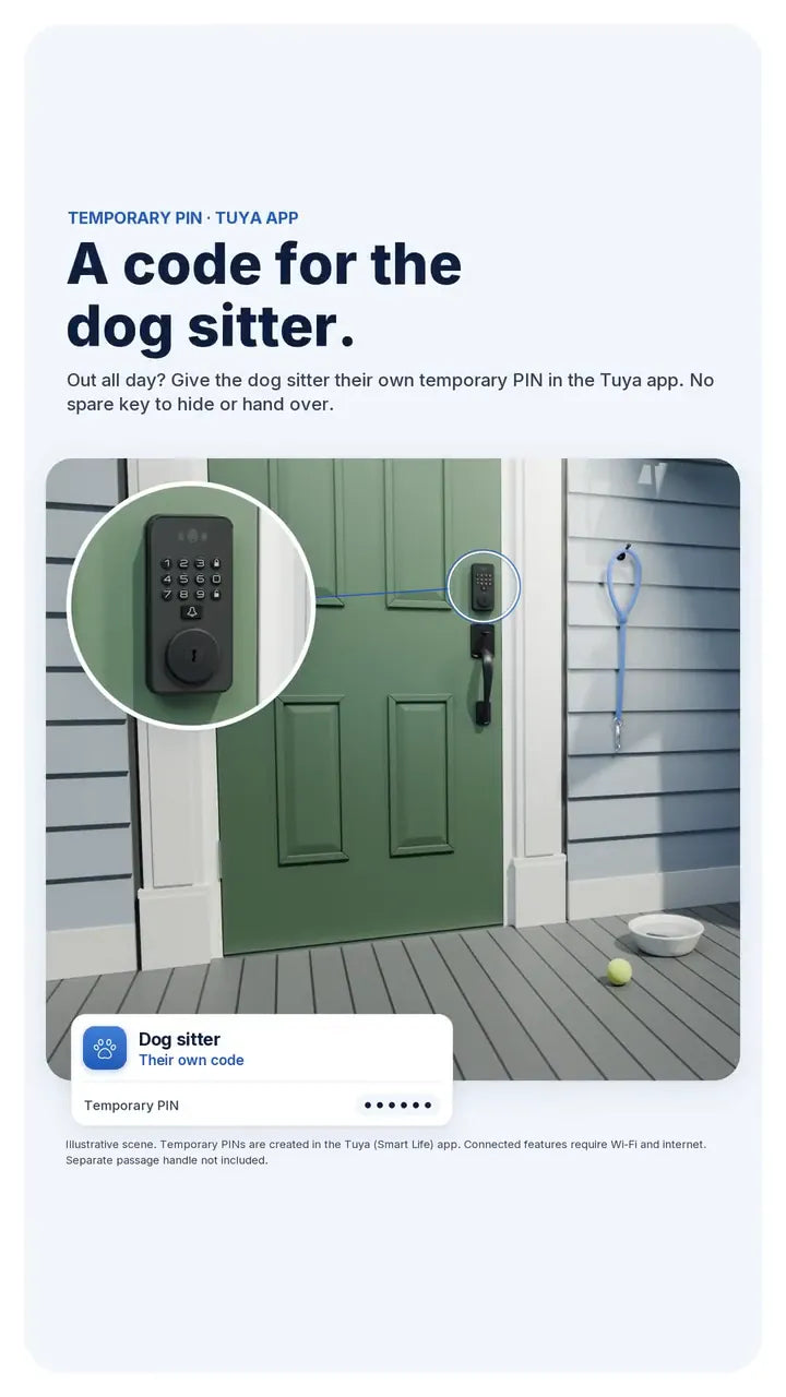 A temporary PIN for the dog sitter in the Tuya Smart app